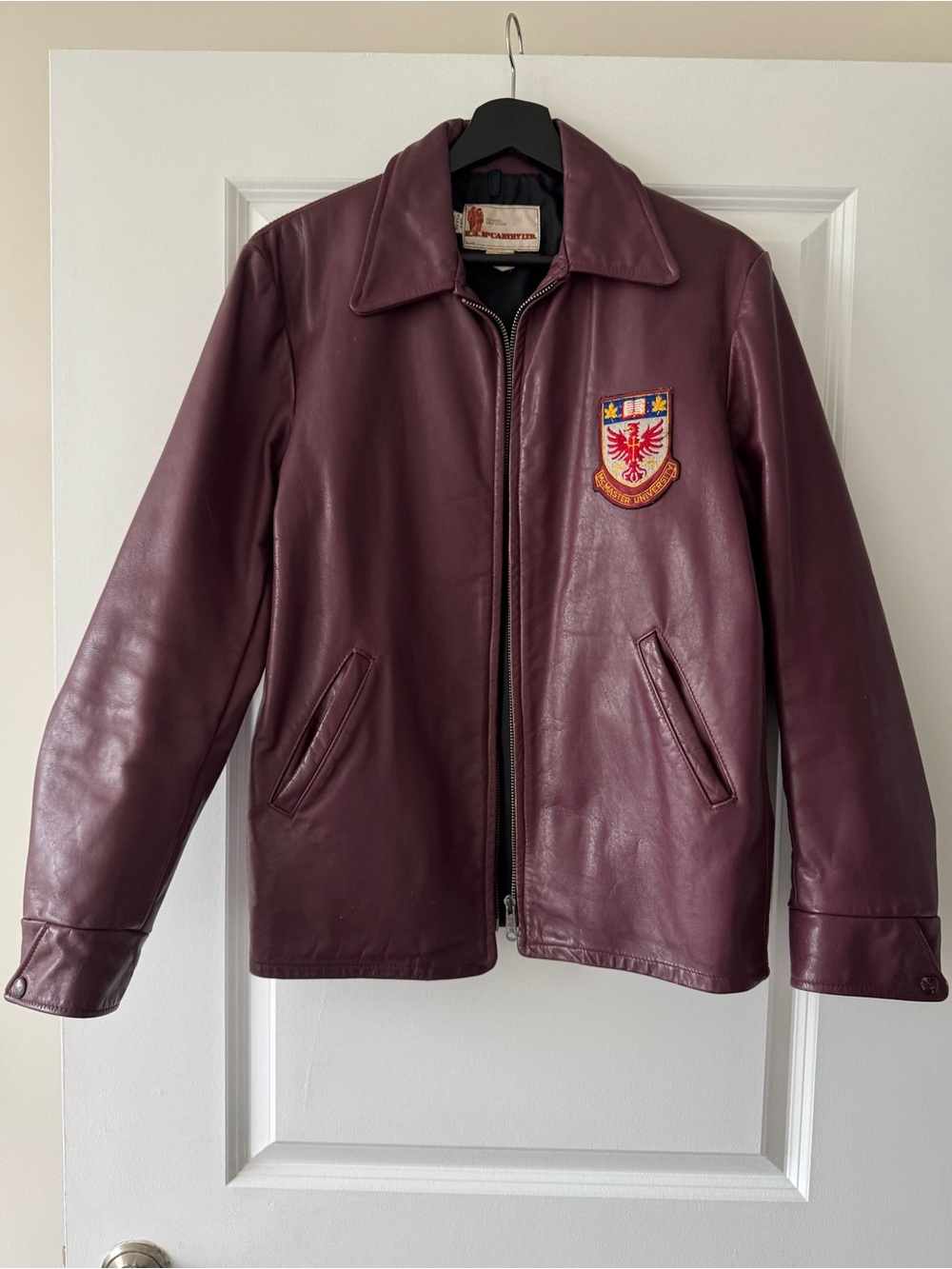 Vintage McMaster University Burgundy Leather Jacket Women’s M Crest Alumni